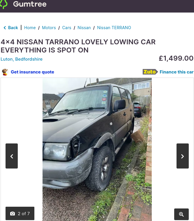 Screenshot 2022-01-22 at 17-40-25 4x4 NISSAN TARRANO LOVELY LOWING CAR EVERYTHING IS SPOT ON in Luton, Bedfordshire Gumtree.png