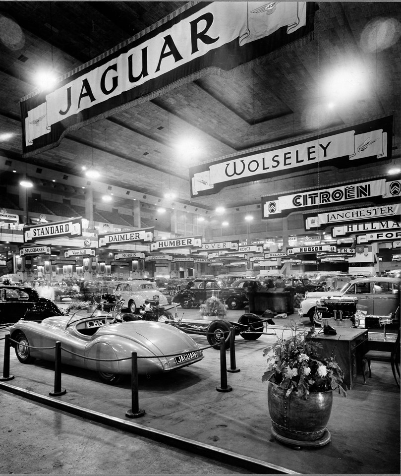 On 28 October 1948 The XK120 was on display at stand 146 at the London Motor Show at Earls Court.jpg